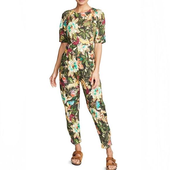 FARM RIO Garden Dreams Tropical Jumpsuit in Green Size XS - Picture 1 of 7